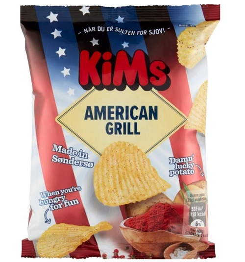 (Gratis ved køb for 250kr) Kims American Grill - Chips pose 25g